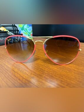 Ray-Ban Red and Gold Aviator Sunglasses